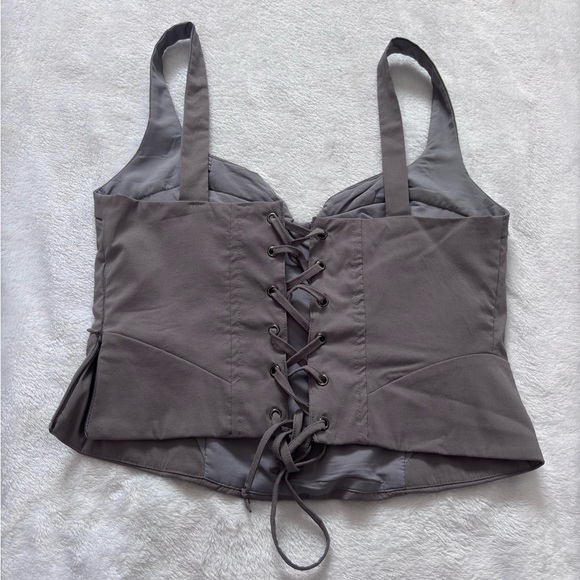 L.A. Hearts Corset Top Lace Up Back Sleeveless Gray Fitted Size M - Picture 4 of 4